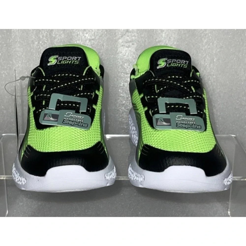 S Sport By‎ Skechers Myles Sneakers Light Up Stretch Laces Strap Boys Size 6 NEW
